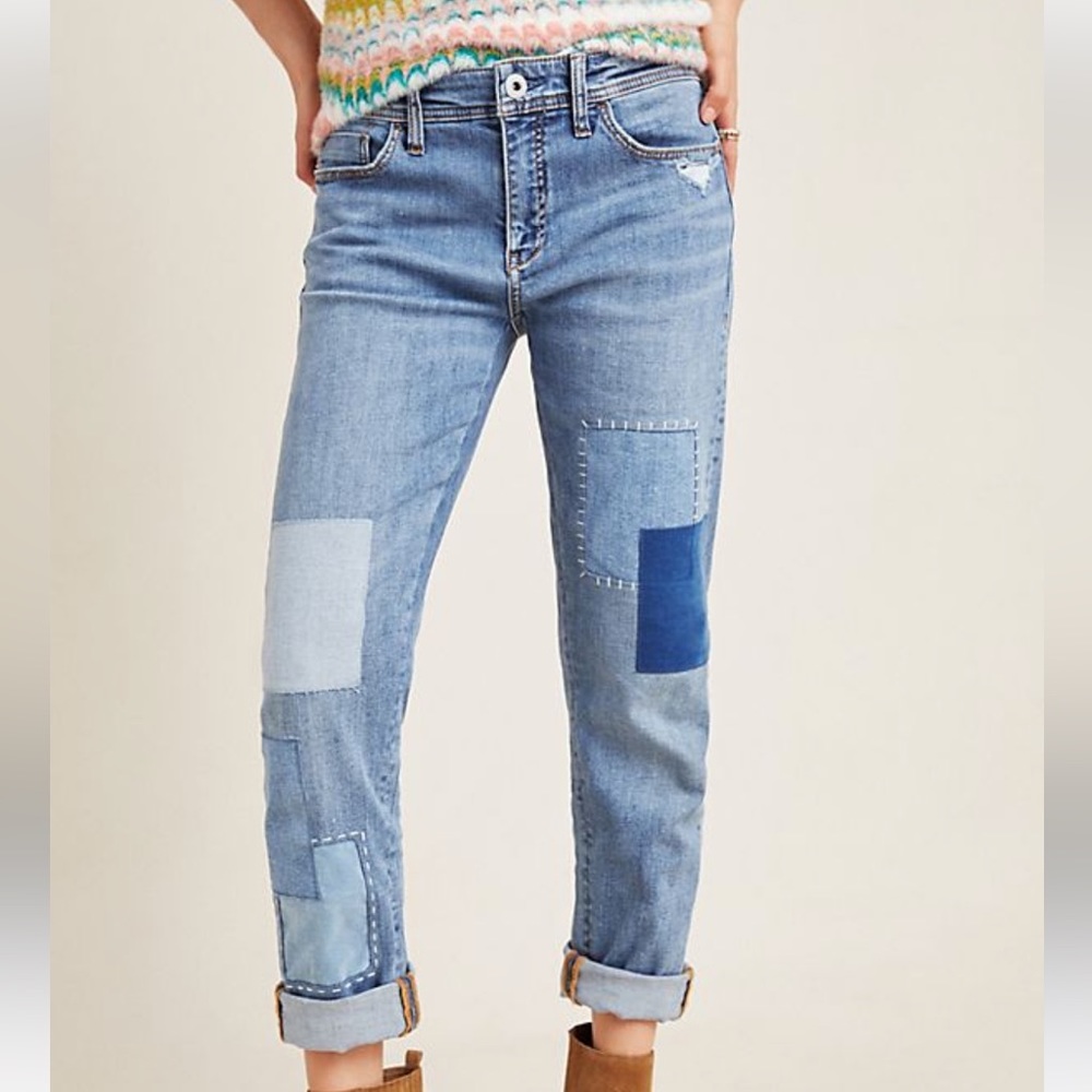Pilcro by Anthropology patch jeans